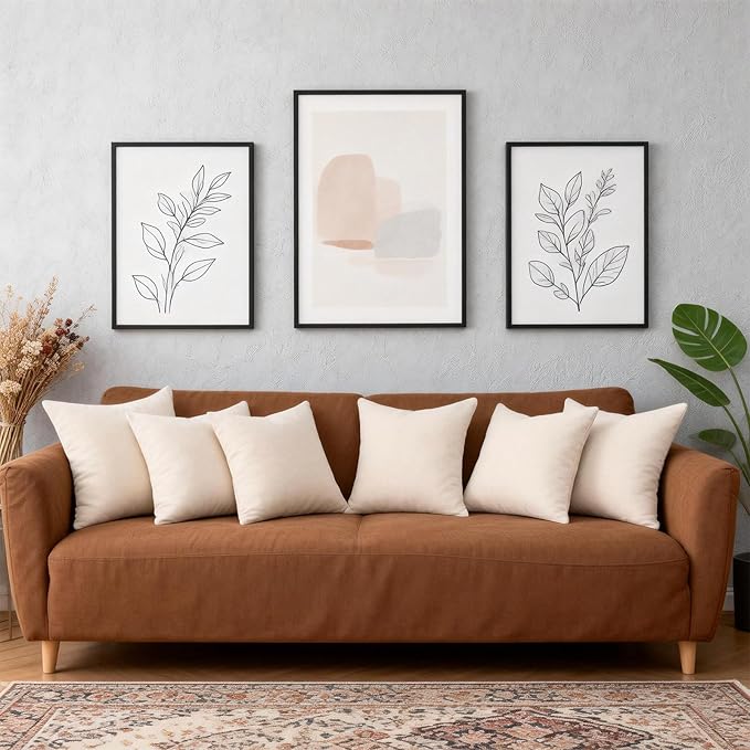 Decorative Couch Pillow Covers SofaThrow pillows with inserts included Bohemian-Style Country Cushion Cover Suitable for Beds, Sofas, Living Rooms, and Home Decor 2pack 18X18 inch.(Off White)