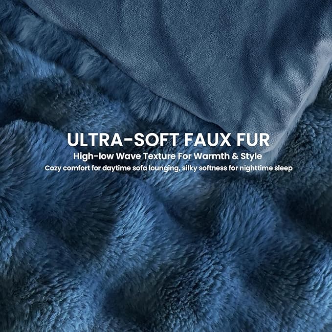 Electric Heated Blanket for Girls & Women, Soft & Luxurious, Faux Rabbit Fur Heating Throw Blankets, 6 Heat Settings, Overheat Protection, Quick Heating, Memory Function, Gift-Ready Design, 50"x60"