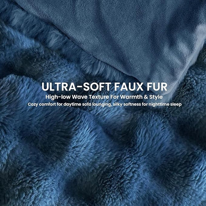 Electric Heated Blanket for Girls & Women, Soft & Luxurious, Faux Rabbit Fur Heating Throw Blankets, 6 Heat Settings, Overheat Protection, Quick Heating, Memory Function, Gift-Ready Design, 50"x60"