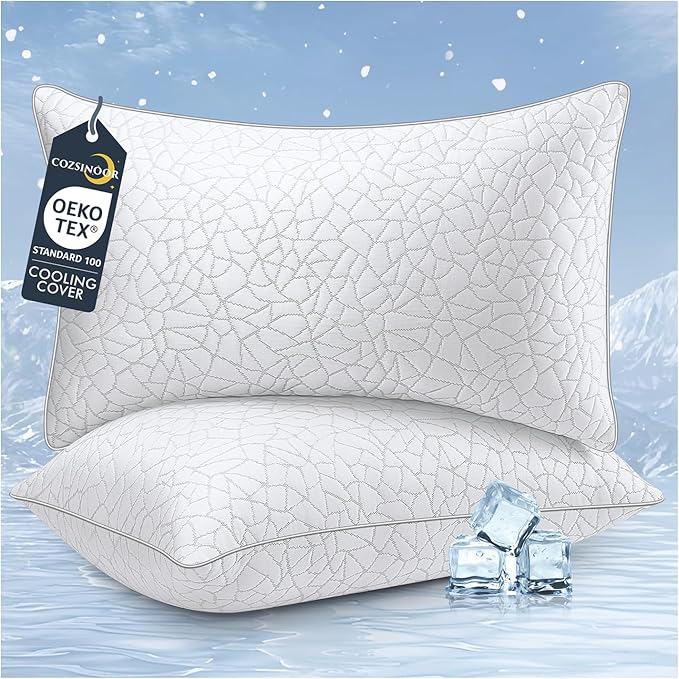COZSINOOR Bed Pillows Queen Size - Breathable Premium Down Alternative Pillows Set of 2 for Side, Back, and Stomach Sleepers Hotel Quality Fluffy Soft Microfiber Fill Skin-Friendly