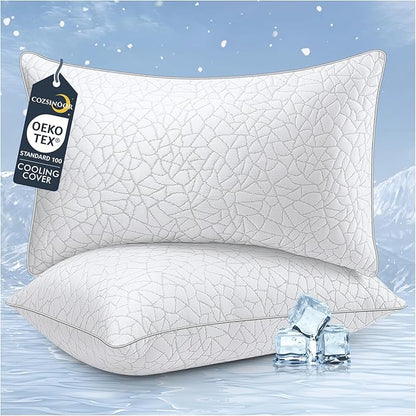 COZSINOOR Bed Pillows Queen Size - Breathable Premium Down Alternative Pillows Set of 2 for Side, Back, and Stomach Sleepers Hotel Quality Fluffy Soft Microfiber Fill Skin-Friendly
