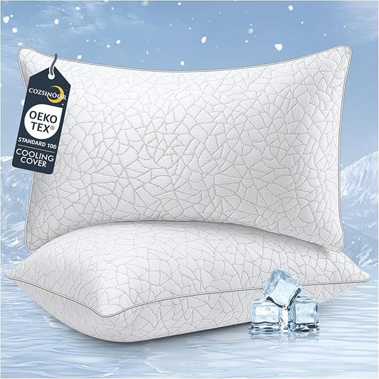 COZSINOOR Bed Pillows Queen Size - Breathable Premium Down Alternative Pillows Set of 2 for Side, Back, and Stomach Sleepers Hotel Quality Fluffy Soft Microfiber Fill Skin-Friendly