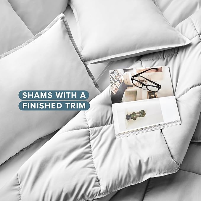 Bare Home Comforter Set - King/California King Size - Ultra-Soft - Goose Down Alternative - Premium 1800 Series - All Season Warmth (King/Cal King, Cloud Grey)