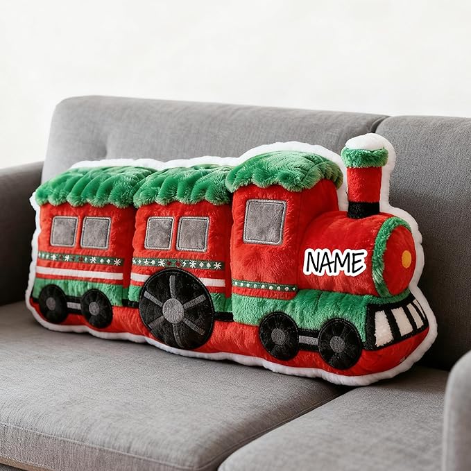 Custom Small Train Shaped Pillow Personalized Double-Sided Printed Cute Pillow Customized Christmas Party Commemorative Gift Sofa Decorative for Boys and Girls 8-32in