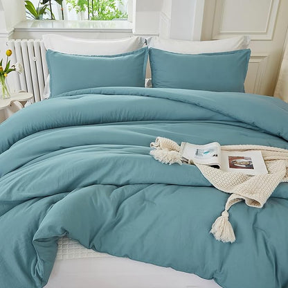Litanika Comforters Twin XL Size Grayish Teal, 2 Pieces Lightweight Solid Bedding Set & Collections, All Season Fluffy Bed Set (68x92 Inches Comforter & 1 Pillowcase)
