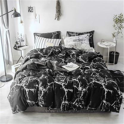 Cottonight Black Marble Comforter Set King Black and White Bedding Comforter Sets Modern Abstract Gothic Blanket Quilts Breathable Soft Bedding Comforter Set for Women Men Adults Teens King Bed