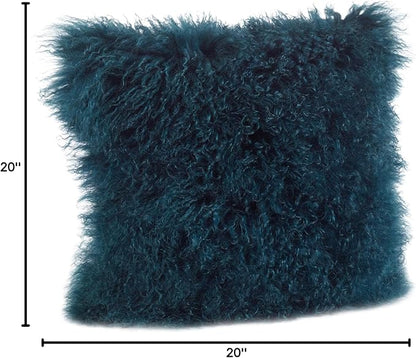 SARO LIFESTYLE Mongolian Lamb Fur Poly Filled Throw Pillow