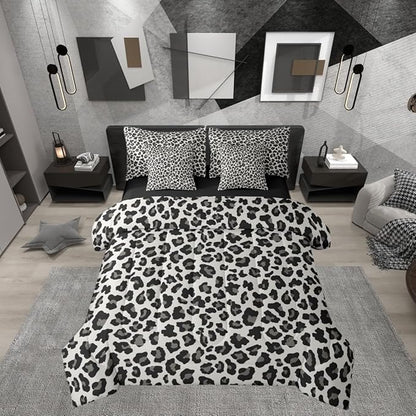 Erosebridal Beige Black Cheetah Fur King 7-Piece Comforter Set | Leopard Print Sheets and Pillowcases Animal Skin Pattern Bed in A Bag Women Men Adults Bed Sets
