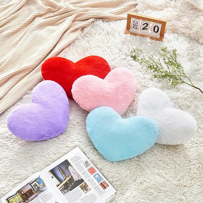 2 Pcs White Heart Pillow,Cute Heart Shaped Pillow Plush Heart Throw Pillow Set for Bed Livingroom Sofa Home Decor Girls Women Valentine (mini-12.9"x9.8")