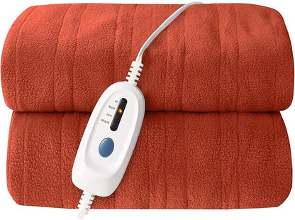 Electric Heated Blanket Full Size 72x84 Microplush Cover Blanket 4 Heat Settings & 10 Hours Auto Off, Cozy & Breathable, Warm All Night, Orange