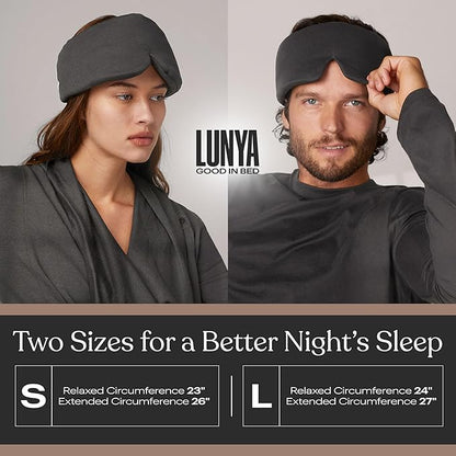Lunya Washable Silk Sleeping Mask - Thermoregulating Mulberry Silk, Light Blocking and Comfortable Fit – Sleep Mask for Women and Men with Box - Delicate Pink - Small