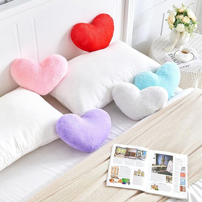 2 Pcs Pink Heart Pillow,Cute Heart Shaped Pillow Plush Heart Throw Pillow Set for Bed Livingroom Sofa Home Decor Girls Women Valentine (mini-12.9"x9.8")