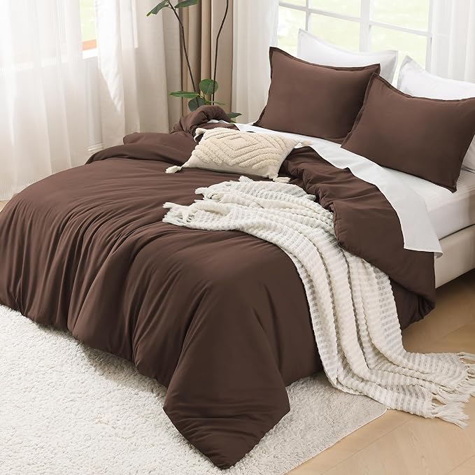 Litanika Comforters Twin XL Size Brown, 2 Pieces Lightweight Solid Bedding Set & Collections, All Season Fluffy Bed Set (68x92 Inches Comforter & 1 Pillowcase)
