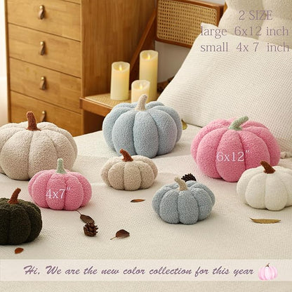 YRXRUS Halloween Pumpkin Pillows, Blue Pumpkin Shaped Throw Pillows Gifts, Fall Room Decoration, Small Cute Halloween Pillow, Teddy Fleece Small Cute 4x7 Inches Pillow for Natural Decor