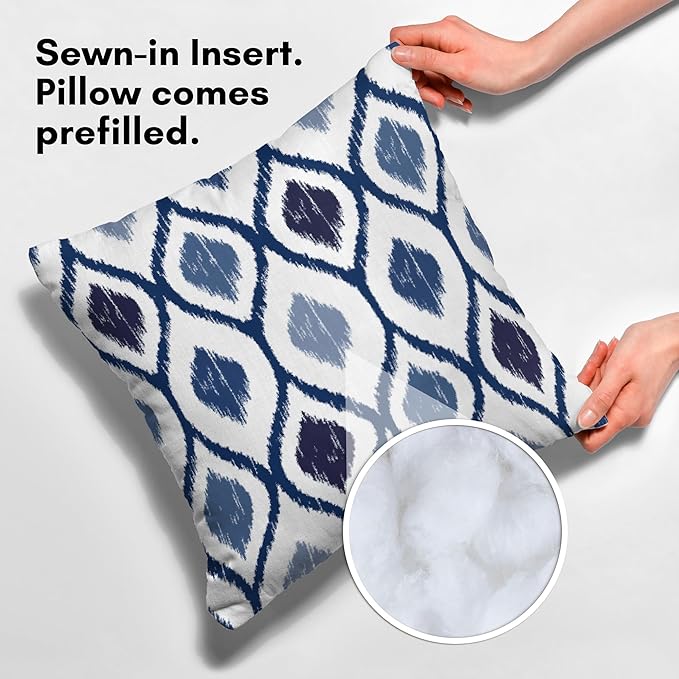 Americanflat 16x16 Throw Pillow with Sewn-in Insert - All-in-One Decorative Pillows - No Cover Needed - Soft and Durable Cushion for Bed or Sofa - Polyester - Blue