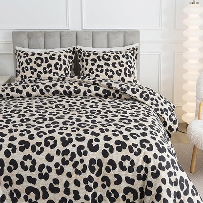 Caressma Safari Leopard Cheetah Print Comforter Set, Queen Size 3 Pieces for All Seasons, Ultra Soft Microfiber, Untamed Wilderness Style Comforter with Pillowshams