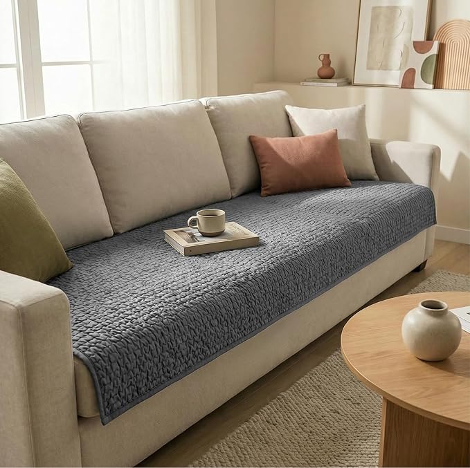 PAULATO BY GA.I.CO. Waterproof Blanket – 24x67” Changing Absorbent Pad for Incontinence – Machine Washable Stain-Resistant Protector for Couch Sofa or Bed – Reusable Waterproof Cover - Dark Grey
