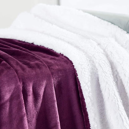 Genteele Sherpa Throw Blanket Super Soft Reversible Ultra Luxurious Plush Blanket, 50 x 60 inches, Rich Purple/White
