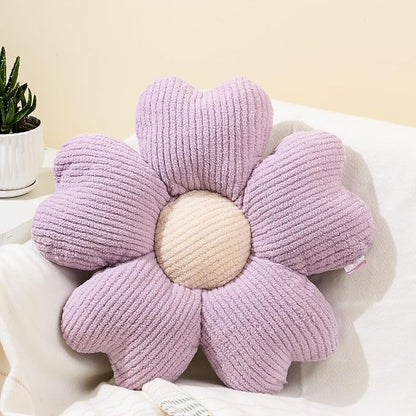 Sioloc Flower Shaped Throw Pillow, Fun Daisy Pillow, 25.6" Large Purple Flower Pillow Cute Decorative Seat Cushion Aesthetic Flower Plush Pillows for Bed Floor Couch Chair