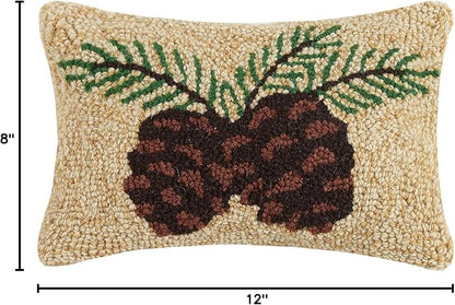 Peking Handicraft 30JSS800C12OB Pine Cone Hook Pillow, 8x12 Hook Pillow
