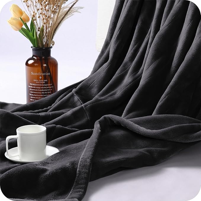 Electric Heated Blanket King Size 90"×100", Comfortable & Luxurious Flannel, 4 Heating Levels & 10 H Auto Shut Off, Dark Grey