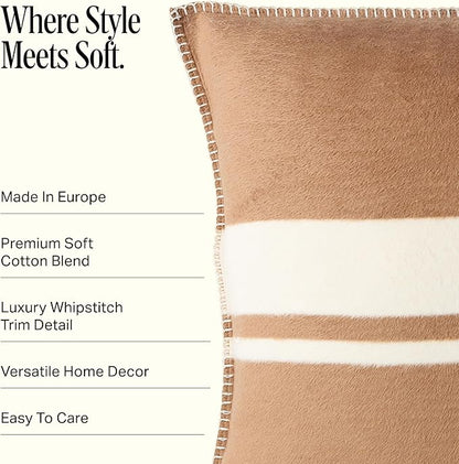 Preston Lane Highrise Throw Pillow – 21" x 21", Premium Cotton Blend, Decorative Accent Pillow for Sofa, Bed & Boho Home Décor, Made in Portugal, Camel