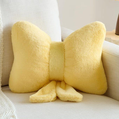 Xuyier Bow Pillows, Bow Shaped Decorative Throw Pillows for Couch Bed, Aesthetic Cute Home Decor Accent Pillows (Goose Yellow, Small-12 Inches)