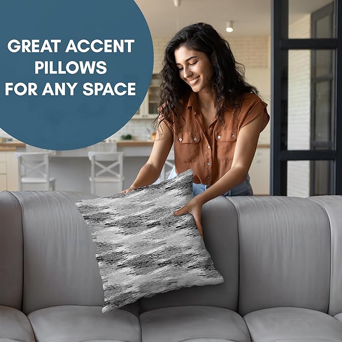 Americanflat 20x20 Throw Pillow with Sewn-in Insert - All-in-One Decorative Pillows - No Cover Needed - Soft and Durable Cushion for Bed or Sofa - Polyester - Black, Grey and White