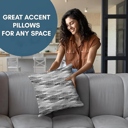 Americanflat 20x20 Throw Pillow with Sewn-in Insert - All-in-One Decorative Pillows - No Cover Needed - Soft and Durable Cushion for Bed or Sofa - Polyester - Black, Grey and White