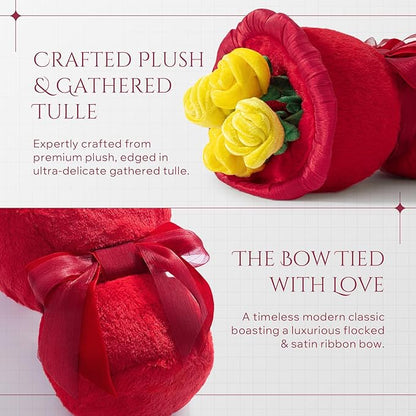 Phantoscope Valentine Pillows, Handcrafted Plush Rose Bouquet Shaped Pillow Valentines Day Decorations Throw Pillow for Home Living Room Sofa Couch, Red, 10.5 X 10 Inches