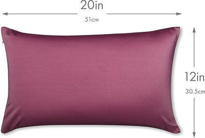 PILLOWY 12x20 Throw Pillowcase (Cover Only) -85/15 Nylon, Spandex -Luxurious, Silky, Stretchy & Soft - 1Pcs Solid Color -A Perfect Choice for Couch Chairs Sofa Bed Adult/Kids Bedroom, Burgundy-Merlot