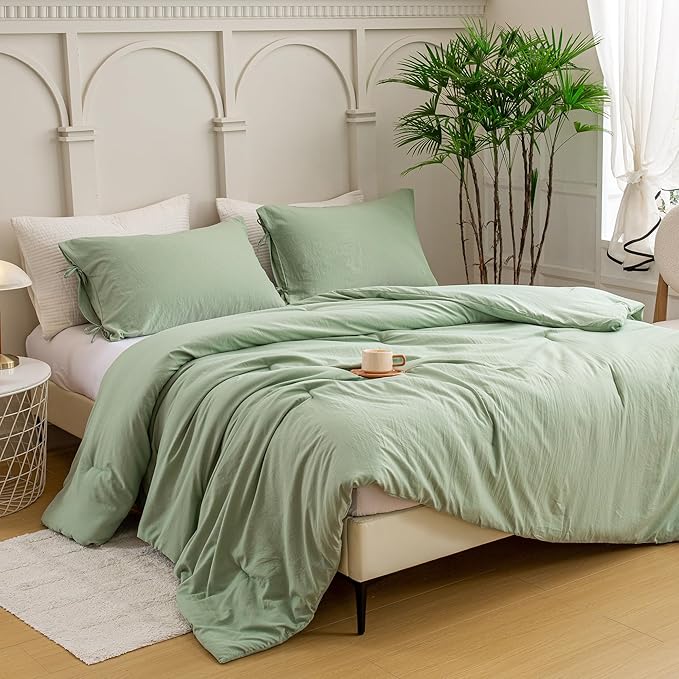 Softness Sage Green Twin/XL Comforter Set- Lightweight Super Soft Cozy Modern Polycotton Bedding Blanket Quilt Set for Kid Teen Boy Children Dorm All Season - 1 Down Comforter & 1 Pillowcase