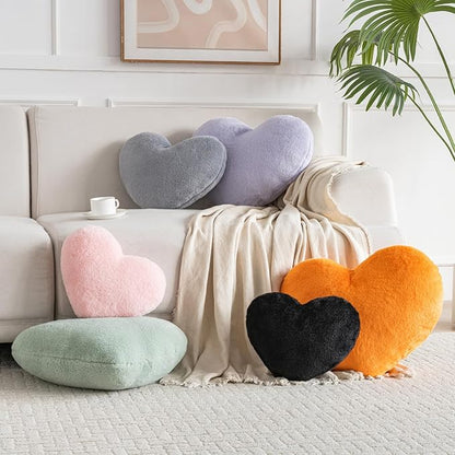 Xiashrk Heart Pillow, Heart Shaped Pillow for Bed Couch, Soft Decorative Heart Throw Pillow, Cute Decorate Pillows, Heart Pillows for Bedroom Living Room (Black, Medium 15.7"x11.8")