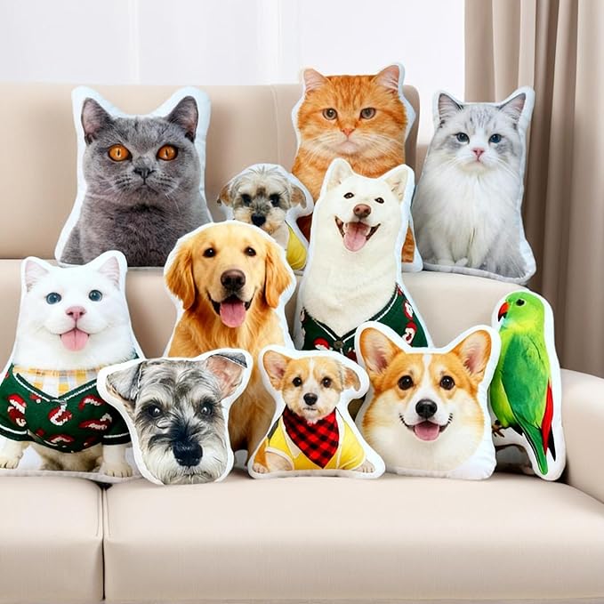 LOVELYPOD Personalized Pet Photo Pillow, Custom Dog Picture Pillow, Pet Lover Gifts, Custom Cat Cushion Pillows, Personalized Photo Gift, Cat Mom Gifts