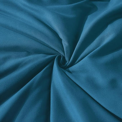 Andency Teal Ruffle Comforter Full (79x90Inch), 3 Pieces(1 Ruffled Comforter and 2 Pillowcases) Solid Farmhouse Shabby Chic Bed, Vintage Rustic Soft Microfiber Bedding Set