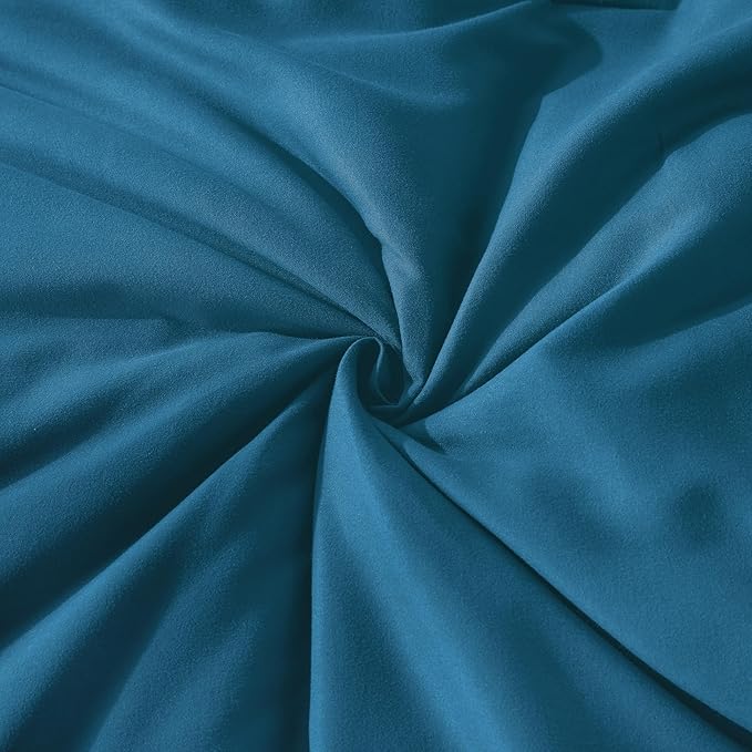 Andency Teal Ruffle Comforter King(104x90Inch), 3 Pieces(1 Ruffled Comforter and 2 Pillowcases) Solid Farmhouse Shabby Chic Bed, Vintage Rustic Soft Microfiber Bedding Set