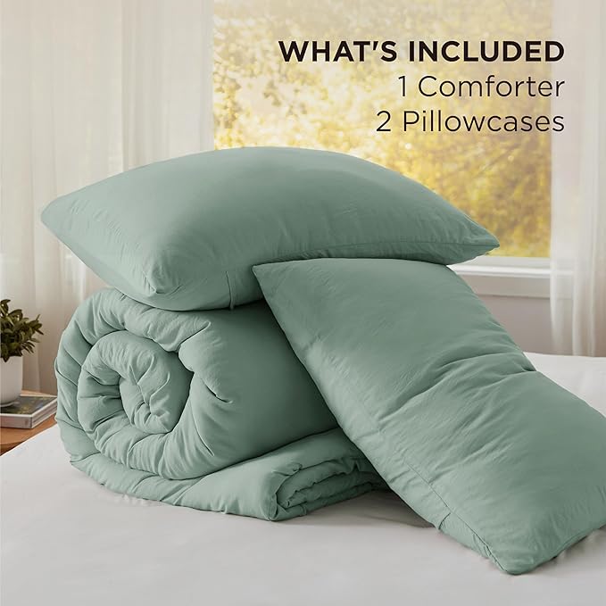 Bedsure Oversized King Comforter Set, Sage Green Soft Prewashed Bedding for All Seasons, 3 Pieces GentleSoft™ Bed Set, 1 Lightweight Comforter (120"x98") and 2 Pillowcases (20"x36")