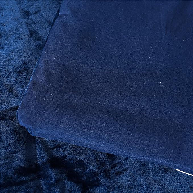 Sunshine Nicole Distressed Velvet Comforter Set, Distressed Velvet Face and Brushed Solid Microfiber Reverse, with Light Weight Soft Poly Fill, 5 Pieces Navy, King