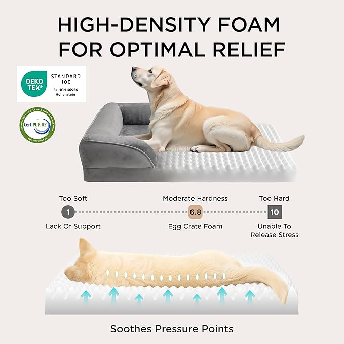 Bedsure Orthopedic Dog Beds Large Sized Dog - Washable Large Dog Cat Bed Waterproof, Comfort Dogs Couch Sofa with Washable Removable Cover, Pet Bed with Nonskid Bottom, Dune Haze Blue, 35"