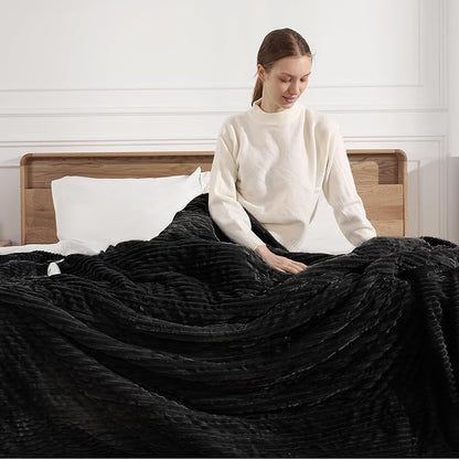 Electric Blanket Full Heated Blanket Full Size- Striped Flannel & Thick Sherpa, 5 Heat Settings & 10 Hour Auto Off with FCC/ETL Certified, Overheat Protection & Machine Washable, Charcoal Grey 72"x84"