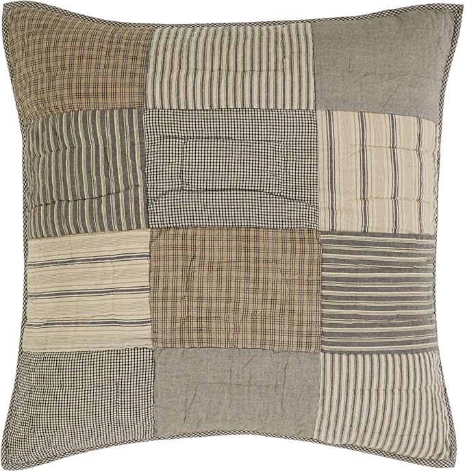 VHC Brands Farmhouse Bedding-Sawyer Mill™ Quilted Euro Sham, 26x26, Charcoal Grey