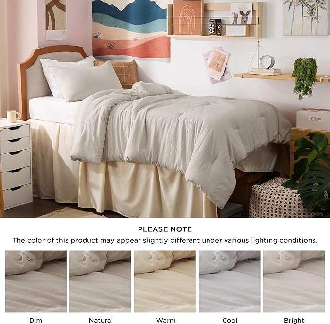 Bedsure Twin/Twin XL Comforter Set, Beige Soft Prewashed Bedding for All Seasons, 2 Pieces GentleSoft™ Bed Set, 1 Lightweight Comforter (68"x88") and 1 Pillowcase (20"x26")