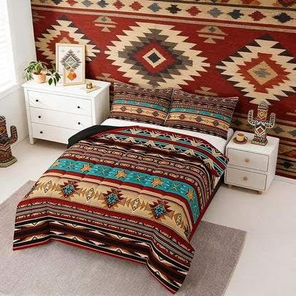 Aztec Quilt Ethnic Tribal Arrow Comforter Set,Retro Southwest Native Bohemian Bedding Set King,Western Star Geometric Sriped Duvet Insert African Tribe Exotic Nordic Style Boho Decor,Warm Taupe