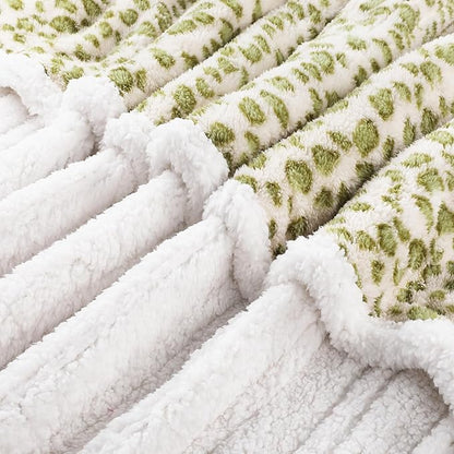 Electric Heated Blanket Full Size 72"×84" with 9 Heating Levels & 1-10Hs Auto Off, Plush Sherpa, Energy Efficient, Machine Washable, for Couch & Bed, Leopard Print Green & White