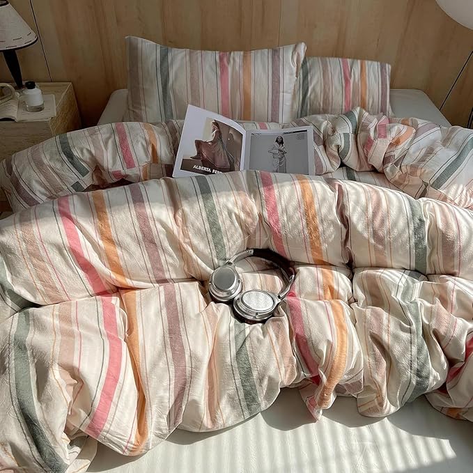 HighBuy Twin XL Comforter Set Boho Geometric Striped Pattern Comforters Fluffy Bedding Comforter Sets 3 Piece Hotel Quilted Striped Bedding Set Comforter for Twin XL Size Bed 2 Pillowcases