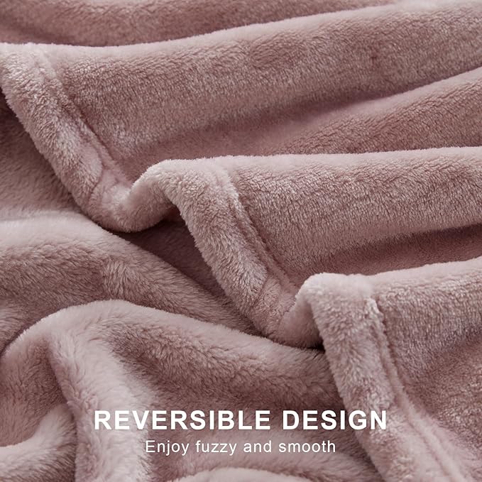 Hansleep Fleece Pink Twin Blanket, Super Soft Flannel Fuzzy Plush Cozy Blanket for All Seasons, Pink, Twin 60x80 Inches