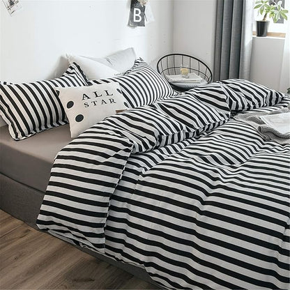 Cottonight Striped Comforter Set Queen White and Black Striped Comforter Full Vertical Modern Cotton Soft Breathable Bedding Comforter Set for Women Men Adults Kids