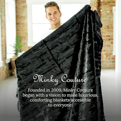 Minky Couture Sorbet Blanket - Ultra-Soft Throw for Silky Smooth Comfort - Premium Decorative Throw Blanket - Midweight, Breathable Fabric - Machine Washable Adult, Black