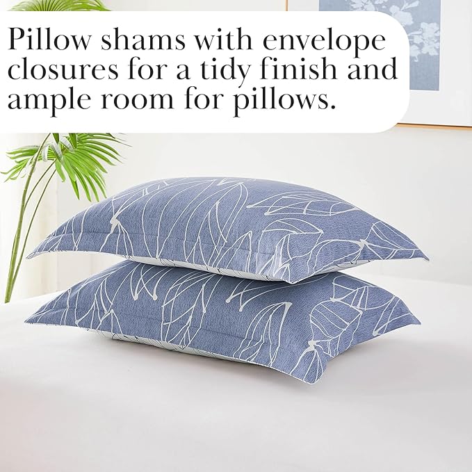 Southshore Fine Living, Inc. Modern Foliage Collection - 2-Piece Twin Bed Comforter Set, Down Alternative Comforter Set, Microfiber Fabric, Twin Bedding Sets Complement Room Décor, Twin/XL, Blue