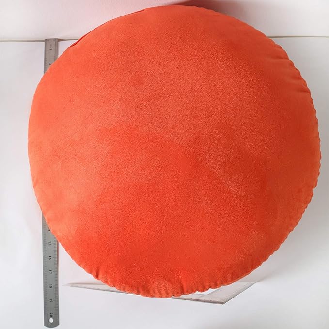 Round Throw Pillows Down-Like Polyester Filling Super Soft Ultra Fluffy Feather-Like Touching Decorative Circle Floor Cushion for Couch Bed Sofa Office Car, 1 Piece (18x18 Inches, Orange)